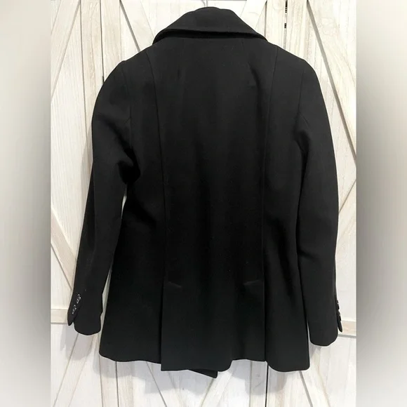 J. Crew Black‎ Wool Blend Overcoat Pea Coat Size S - Picture 2 of 9